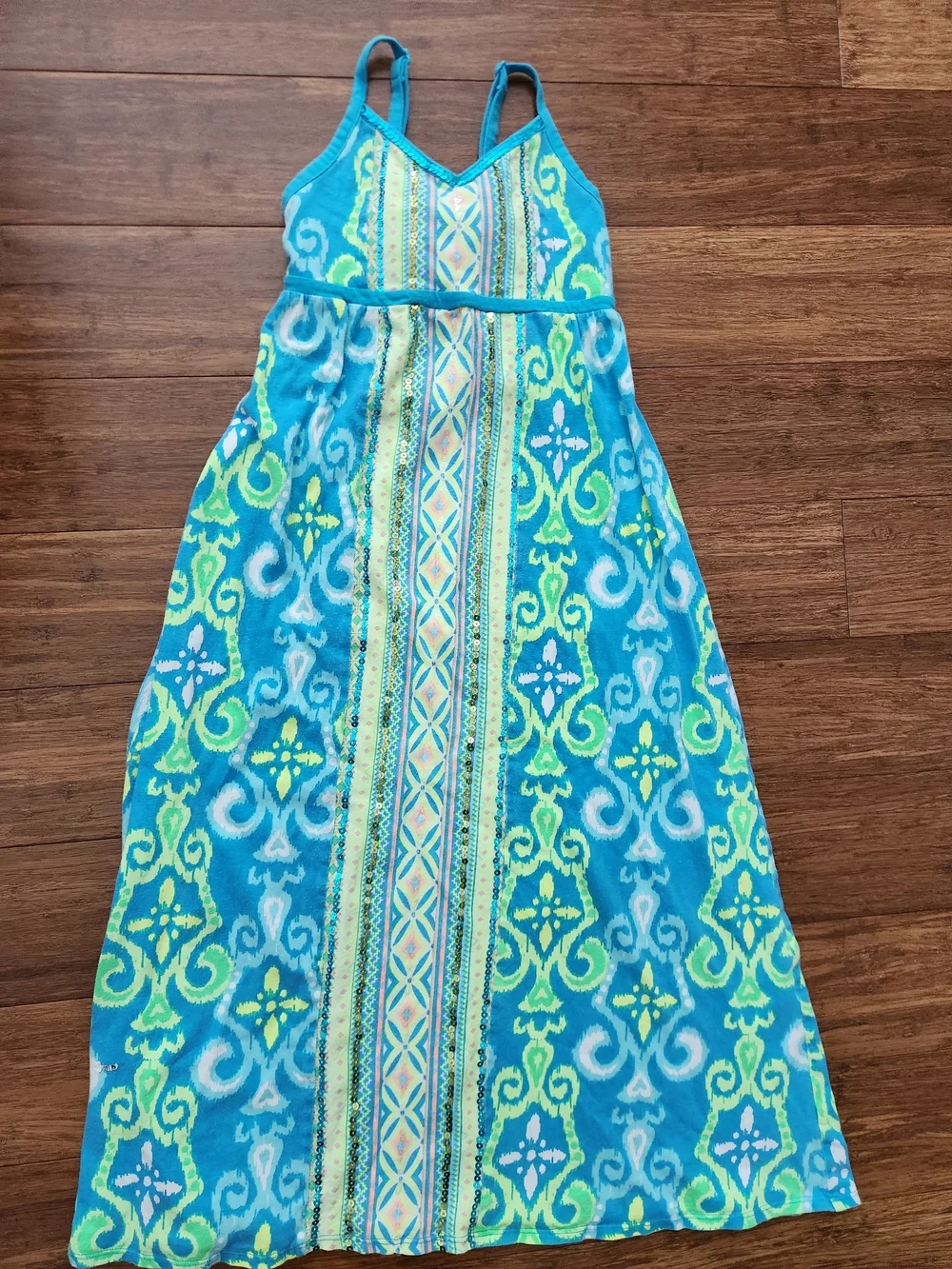 Justice Girl's Halter Sequins Maxi Sundress, Adjustable Strap Dress, Size 7